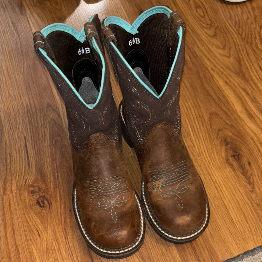 Ariat Brown and Teal Heeled Boots